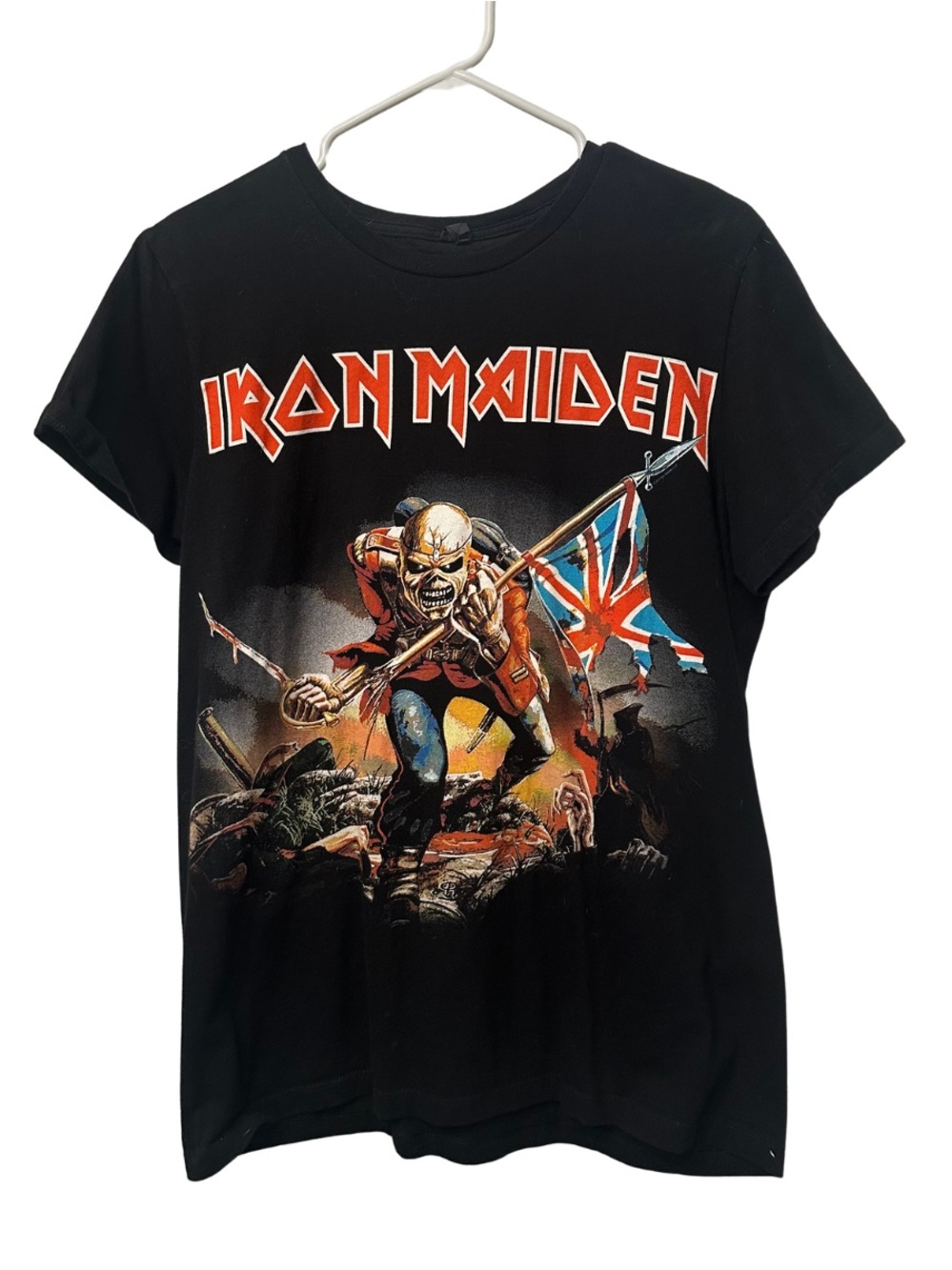 Iron Maiden Black Graphic Band Tee with Union Jack